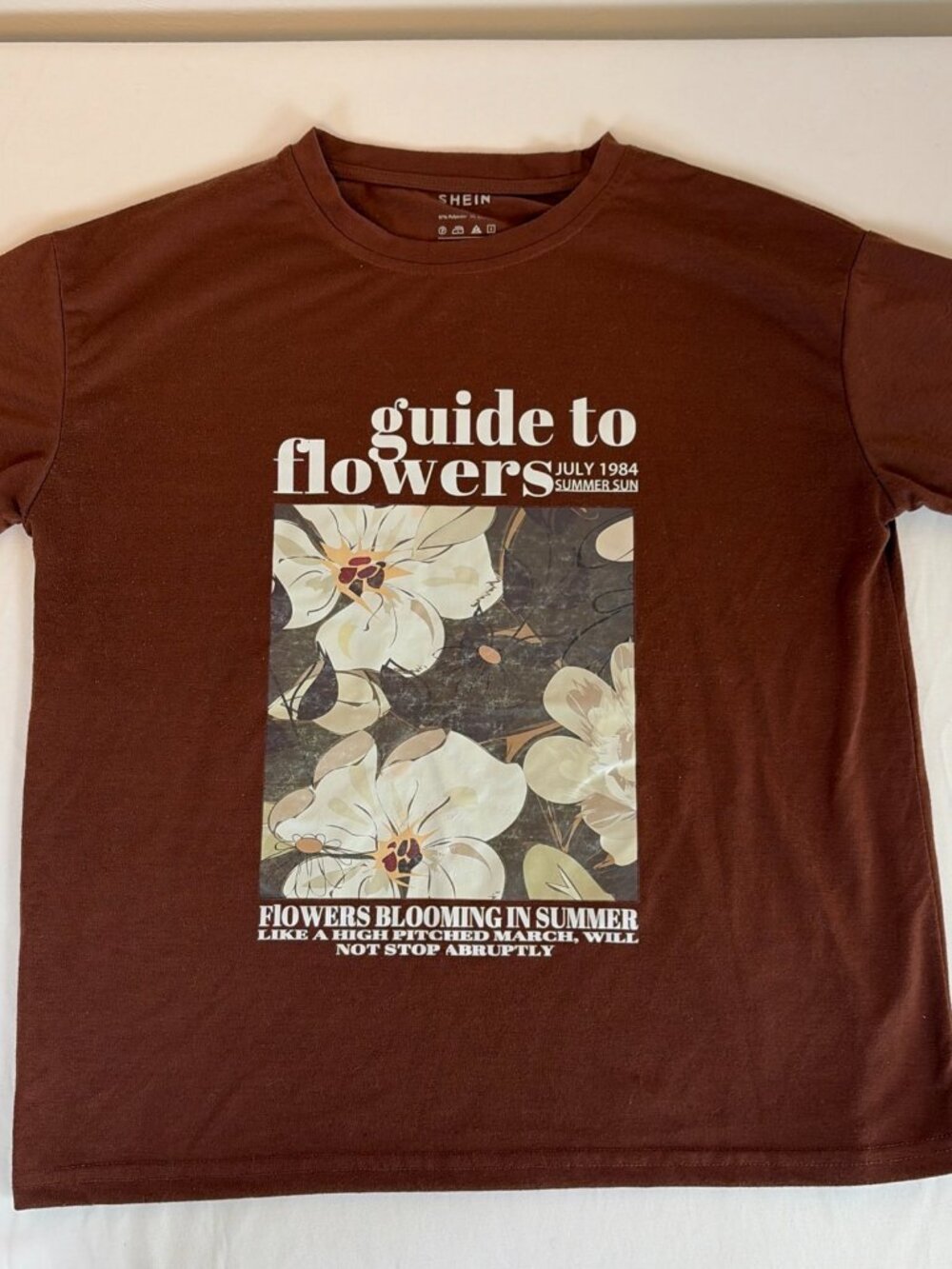 Shein Guide to Flowers T-Shirt Women's M Brown